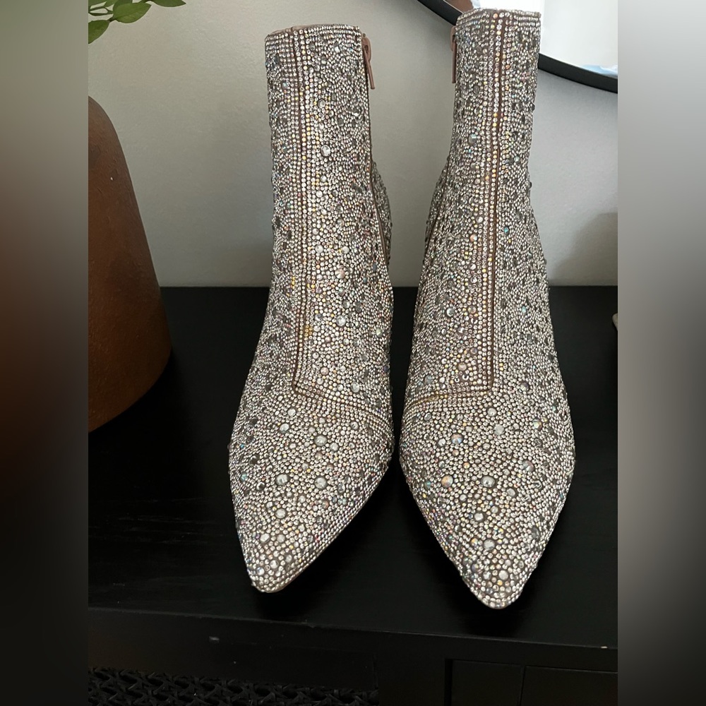 Blue by Betsey Johnson Cady Rhinestone Embellished Block Heel Booties